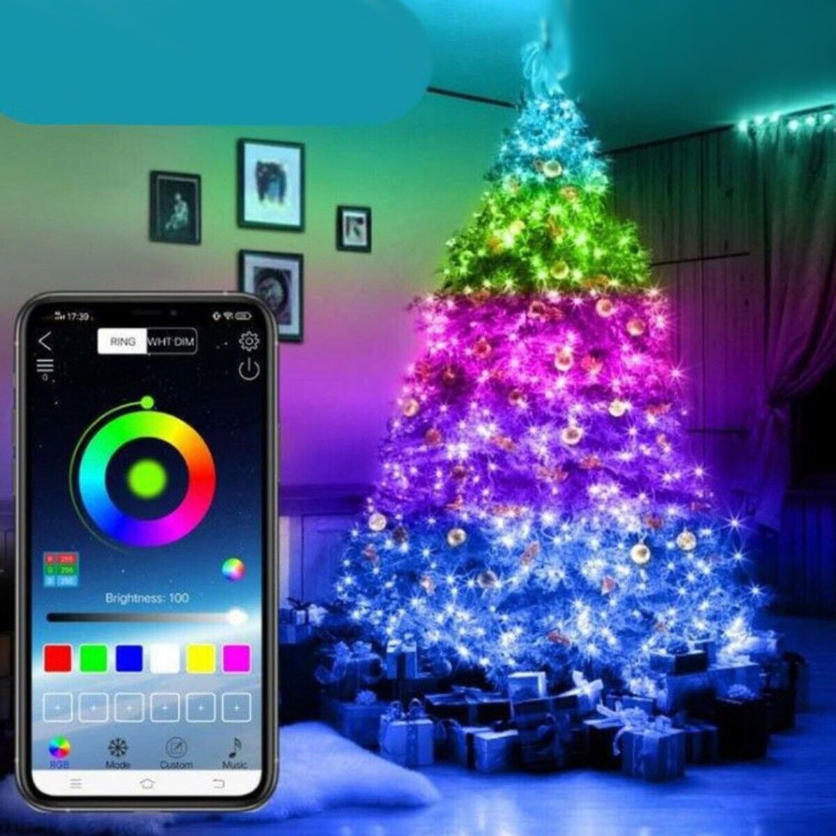 LUCI DI NATALE 100 LED 10MT DECORAZIONI NATALIZIE TELECOMANDO APP BLUETOOTH