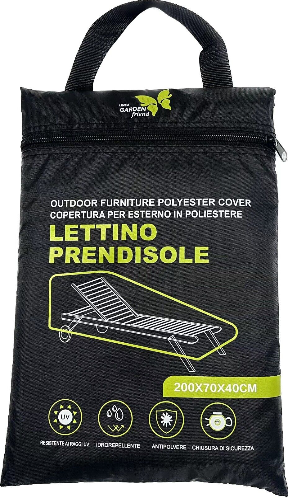 Copertura Protettiva Da Esterno 200X70X40Cm Per Lettino Prendisole Resistente all'Acqua e Raggi UV colore nero C2438105