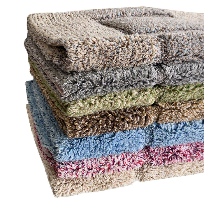 Tappeto Bagno Cotone Shaggy 55x90 Cm Multicolore Scendiletto Camera Morbido Assorbente Antiscivolo