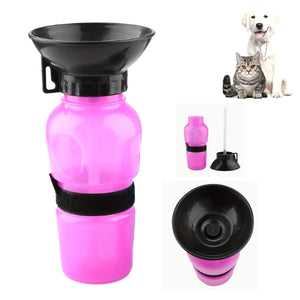 BORRACCIA CANE GATTO 750ML ANIMALI VIAGGIO PORTATILE ACQUA CIOTOLA ROSA