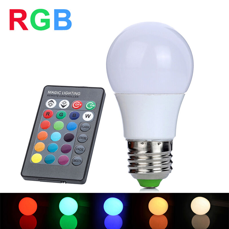 LAMPADINA LAMPADA LED 5W WAT RGB CON TELECOMANDO LUCE COLORI MULTICOLOR E27