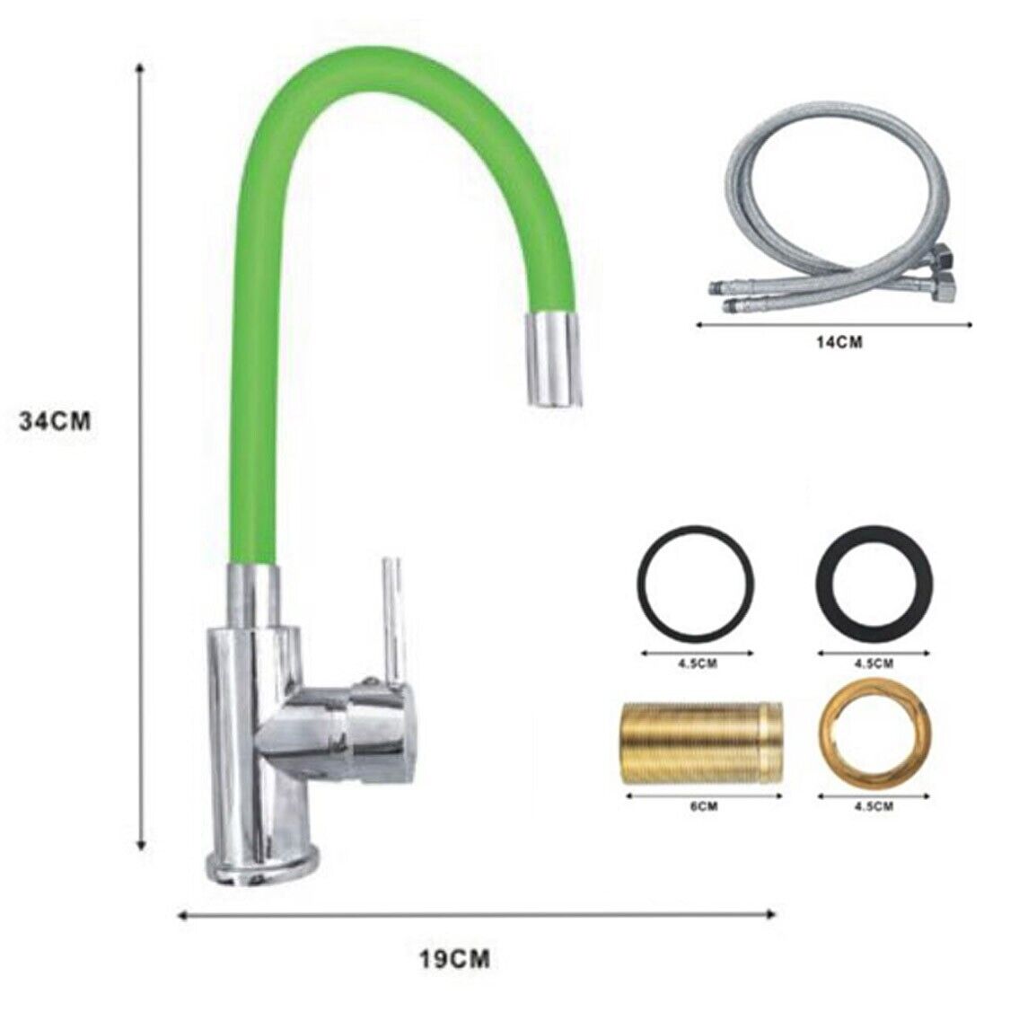 MISCELATORE CANNA ALTA FLESSIBILE RUBINETTO MONOCOMANDO CUCINA VERDE 1987-4