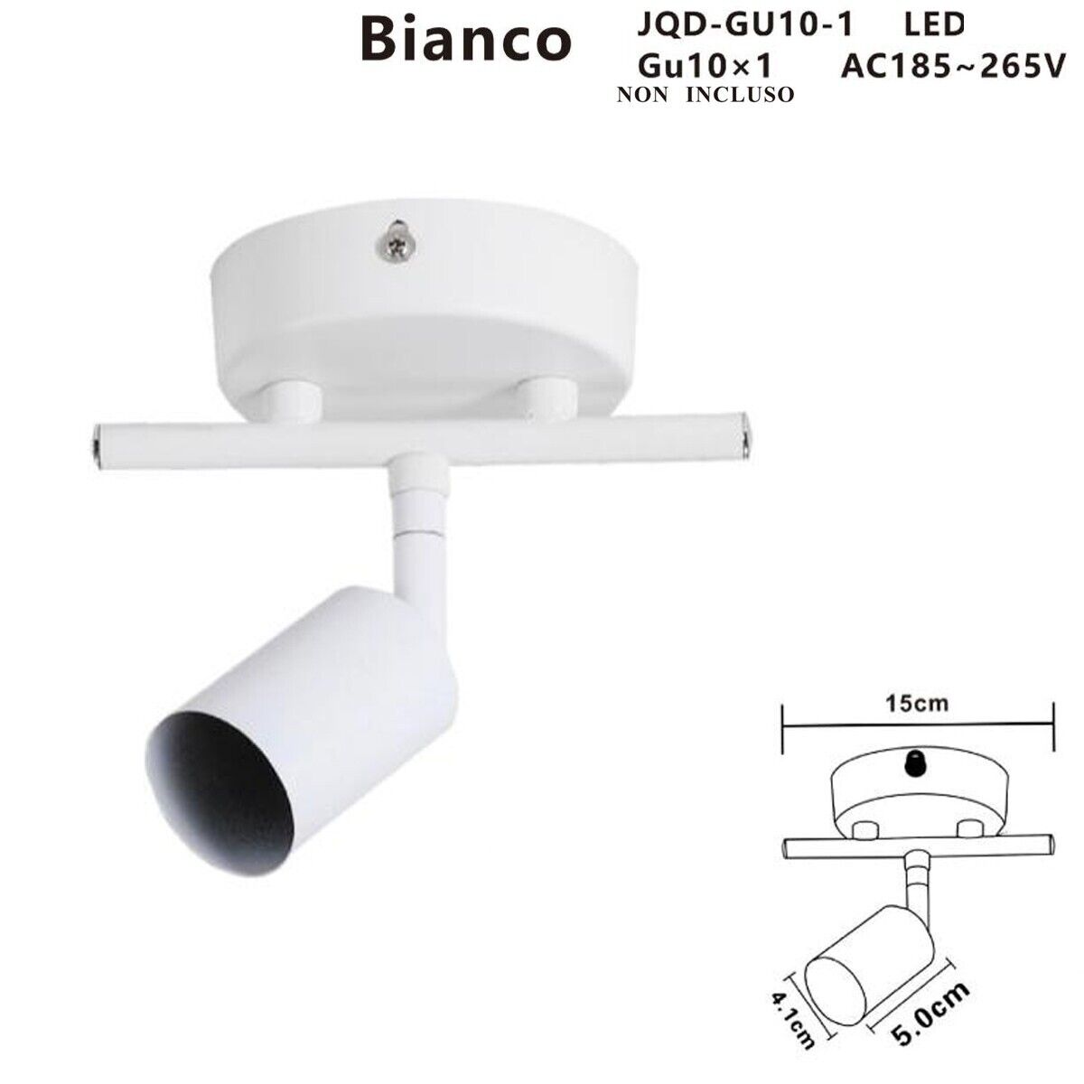 APPLIQUE FARETTO SOFFITTO SOSPENSIONE PLAFFONIERA ORIENTABILI GU10 LED BIANCO*