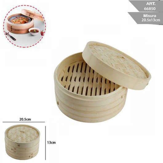 VAPORIERA BAMBOO COTTURA A VAPORE BAMBU CUCINA SALUTARE ASIATICA RIPIANI 20.5CM