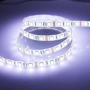 STRISCIA STRIP LED SMD 5050 FLESSIBILE 5M ADESIVA LUCE BIANCA BIANCO FREDDO IP65