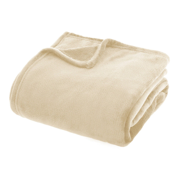 Plaid Morbidissimo Tinta Unita Coperta Soffice Pile Caldo Letto Divano Beige 210x230 cm