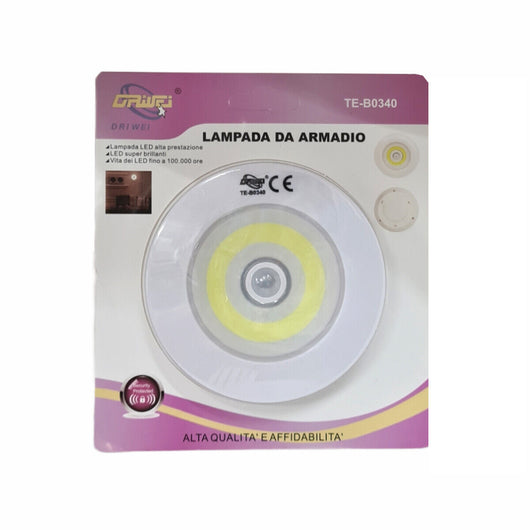 LUCE LED COB ARMADIO CUCINA SENSORE MOVIMENTO LAMPADA NOTTURNA TE-B0340