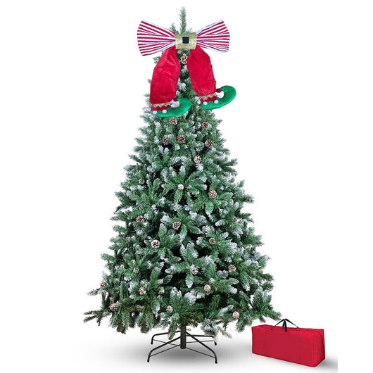 FIOCCO DECORAZIONE ALBERO DI NATALE VELLUTO GAMBE PIEDINI ELFO APPENDERE GNOMO