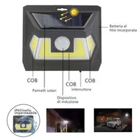 MINI FARETTO ESTERNO LUCE LED COB PANNELLO SOLARE SENSORE DI MOVIMENTO TE-B0109