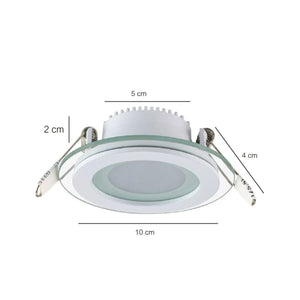 FARETTO LED INCASSO 6W LUCE FREDDA CORNICE ROTONDA BIANCA 5DM VETRO FM-20053