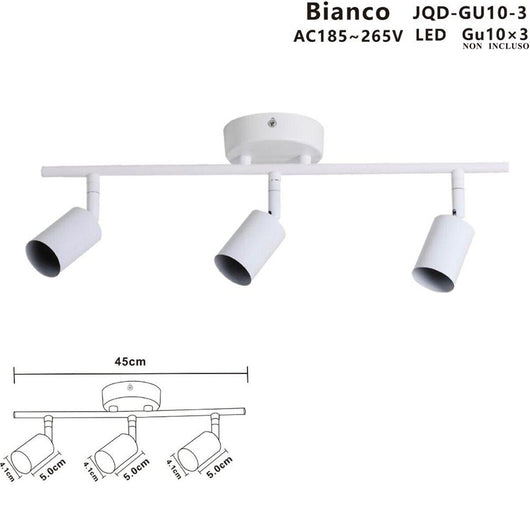 APPLIQUE 3 FARETTI SOFFITTO SOSPENSIONE PLAFFONIERA ORIENTABILI GU10 LED BIANCO*