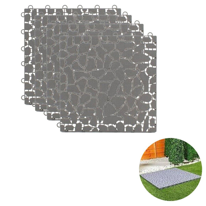 PIASTRELLA ESTERNI PAVIMENTO SET DA 4 PAVIMENTAZIONE GIARDINO 30X30CM GRIGIO