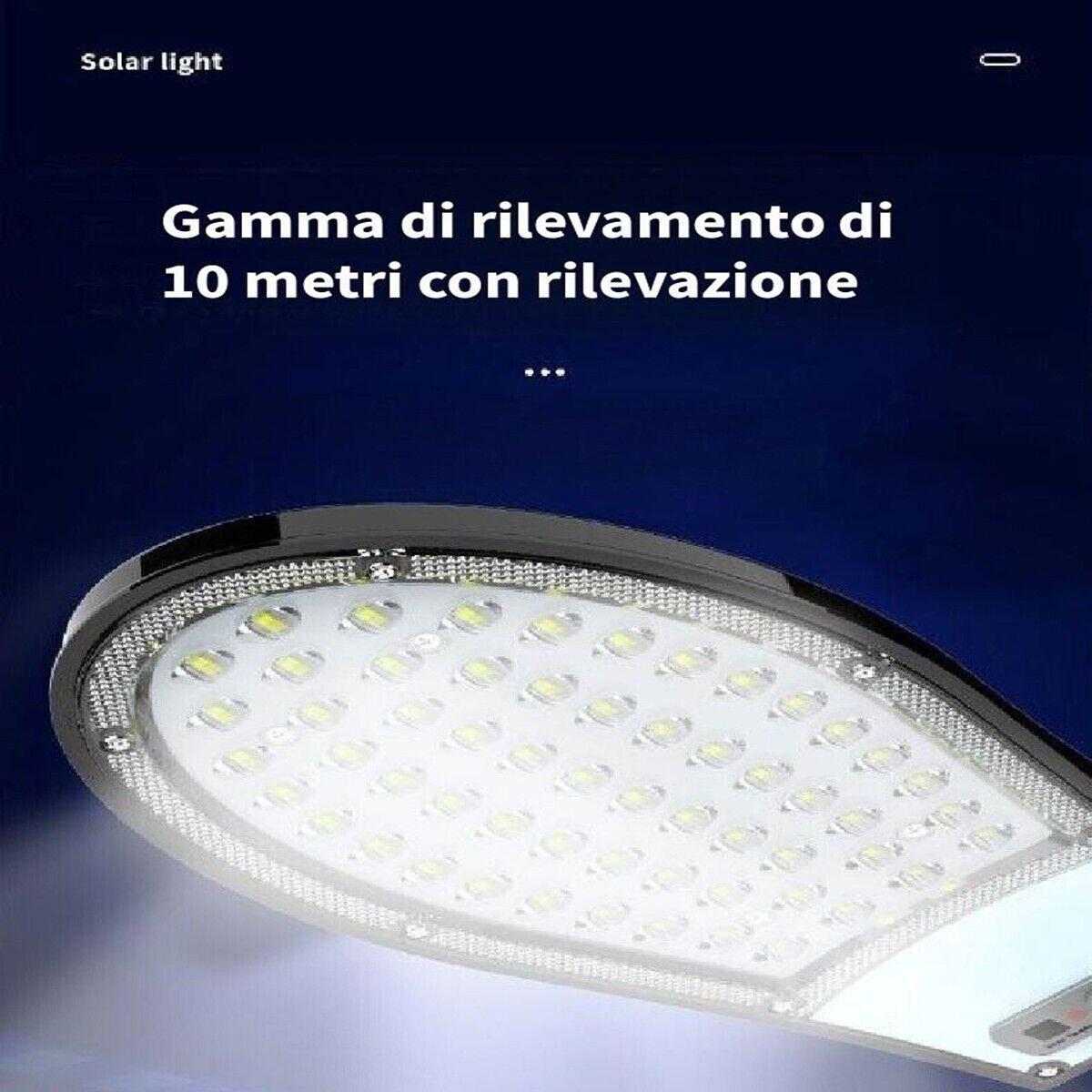 FARO LAMPIONE 46 LED SMD STRADALE PANNELLO SOLARE FOTOVOLTAICO SENSORE IP65 23W