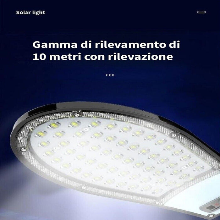 FARO LAMPIONE 46 LED SMD STRADALE PANNELLO SOLARE FOTOVOLTAICO SENSORE IP65 23W