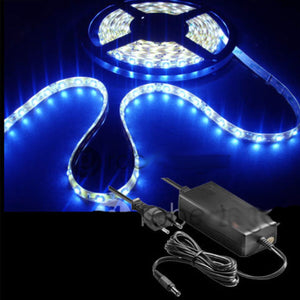 KIT STRISCIA LED 5050 FLESSIBILE 5M ADESIVA CON ALIMENTATORE 3A BLUE BLU IP65