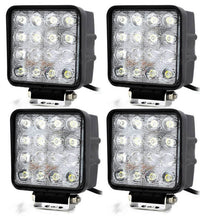 4x FARO SUPPLEMENTARE PROFONDITA AUTO FUORISTRADA 12V QUADRATO 16 LED 6000K 48W