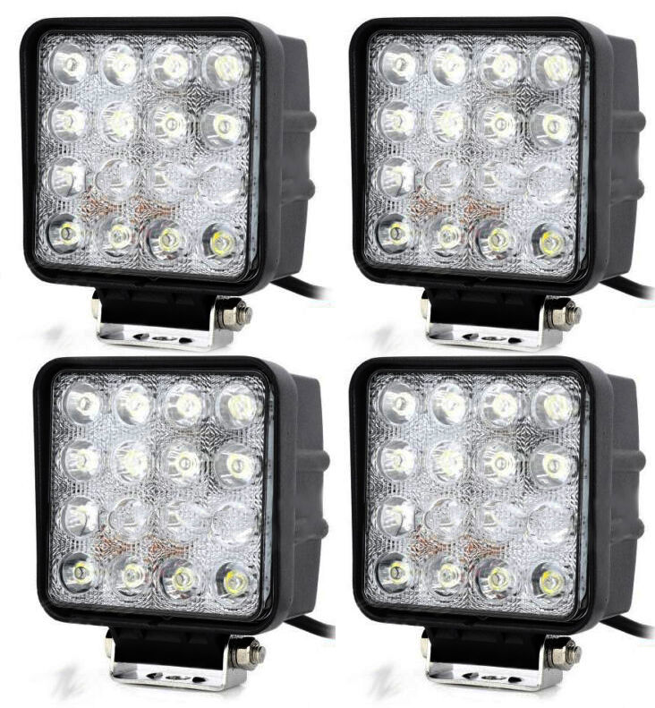 4x FARO SUPPLEMENTARE PROFONDITA AUTO FUORISTRADA 12V QUADRATO 16 LED 6000K 48W