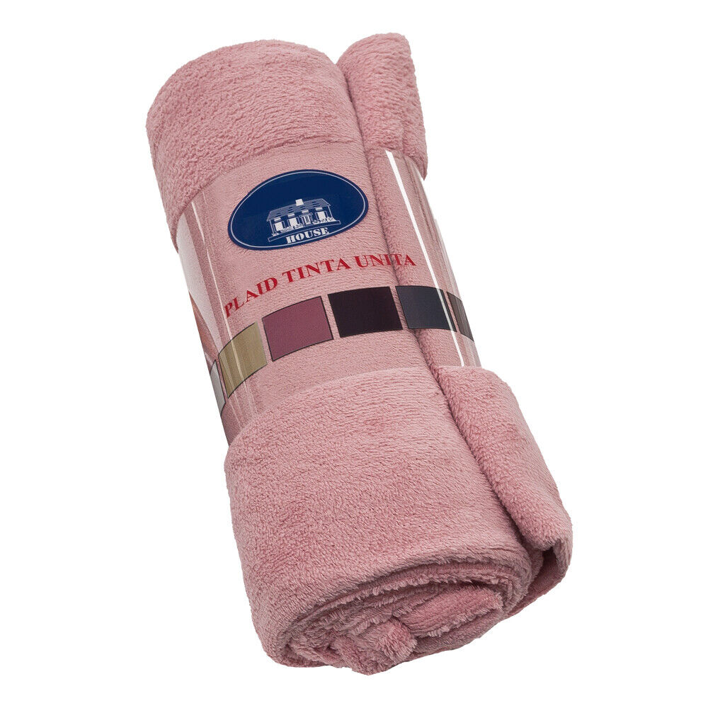 Coperta Plaid 160x210 cm Morbida Vellutata Pile Caldo Soffice Avvolgente Divano Letto Poltrona Rosa