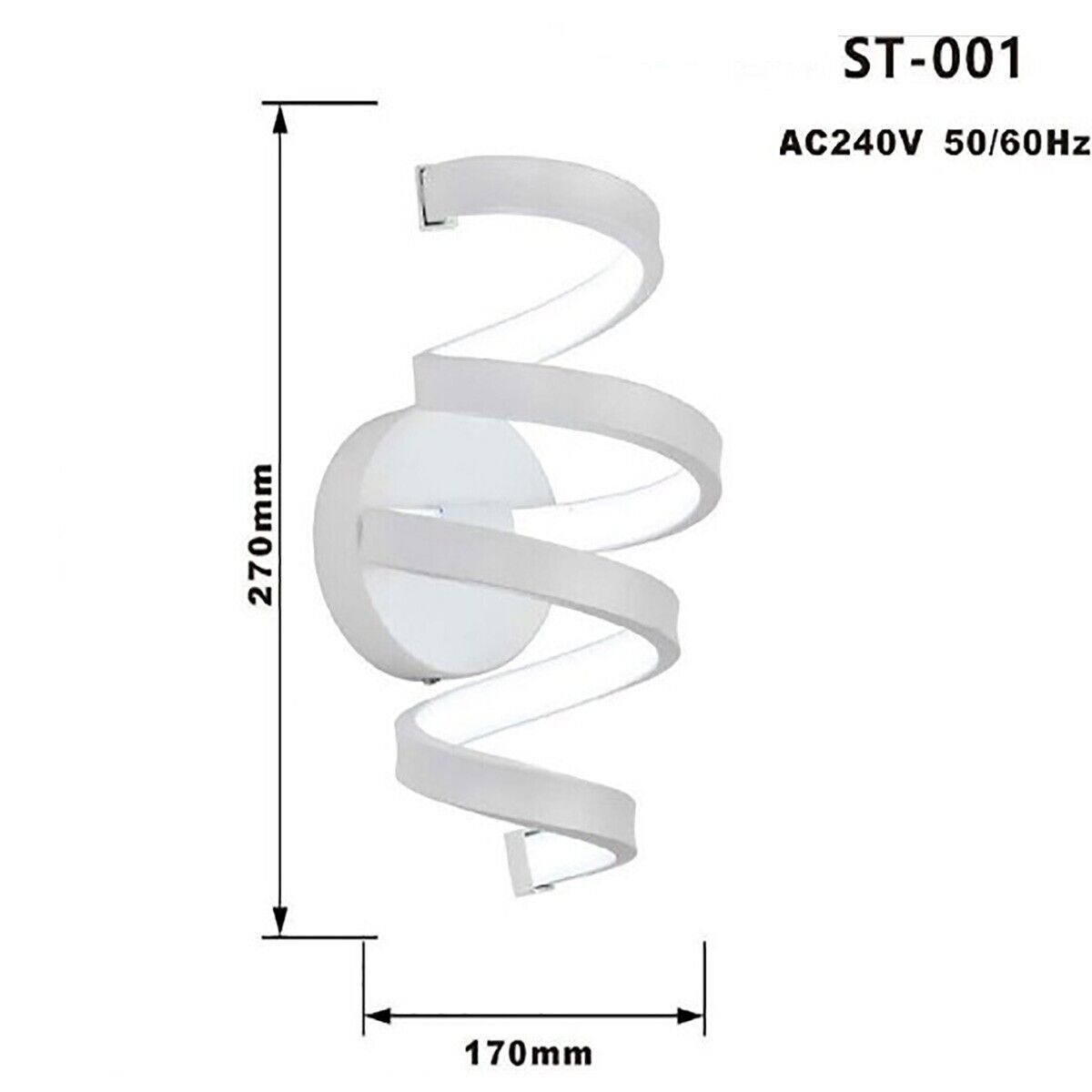 APPLIQUE LAMPADA INTERNO MODERNA PARETE MURO SPIRALE 18W LUCE FREDDA ST-001