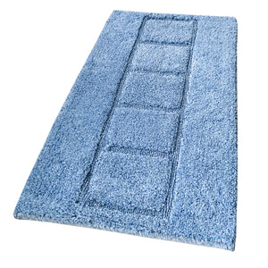 Tappeto Bagno Cotone Shaggy 55x90 Cm Azzurro Scendiletto Camera Morbido Assorbente Antiscivolo