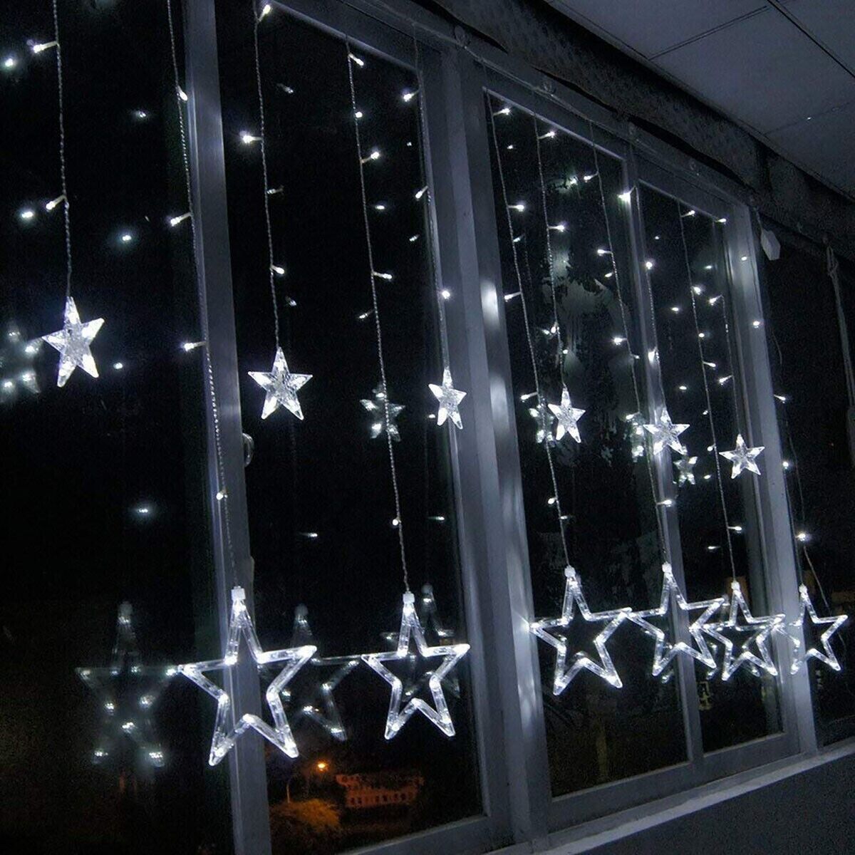 CATENA LUMINOSA STELLA LUCE BIANCO FREDDO STELLE LUCI LED NATALE FESTE ADDOBBI