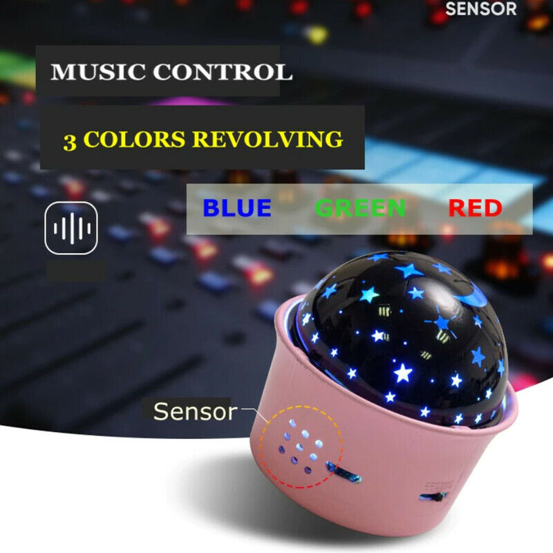 MINI PROIETTORE LED STELLE VOCE SUONO CONTROLLO DJ RGB RICARICABILE PORTATILE