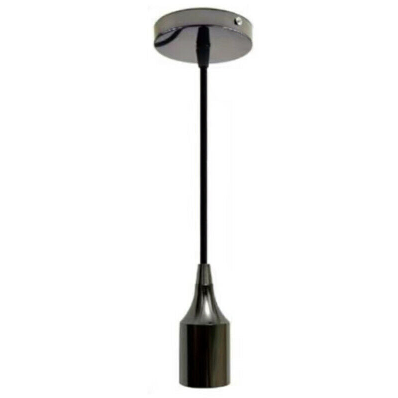 PORTALAMPADA LAMPADARIO SOSPENSIONE SOFFITTO PENDENTE VINTAGE 2MT JD02 NERO