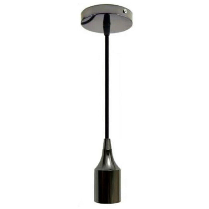 PORTALAMPADA LAMPADARIO SOSPENSIONE SOFFITTO PENDENTE VINTAGE 2MT JD02 NERO