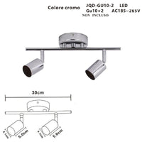 APPLIQUE 2 FARETTI SOFFITTO SOSPENSIONE PLAFFONIERA ORIENTABILI GU10 LED CROMATO