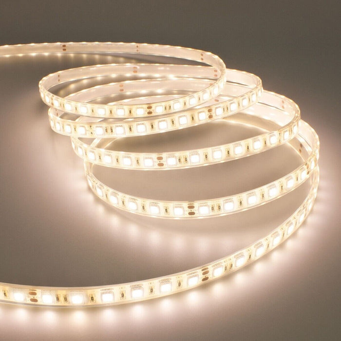 STRISCIA STRIP 300 LED SMD 5050 FLESSIBILE 5M ADESIVA LUCE BIANCA NATURALE IP65