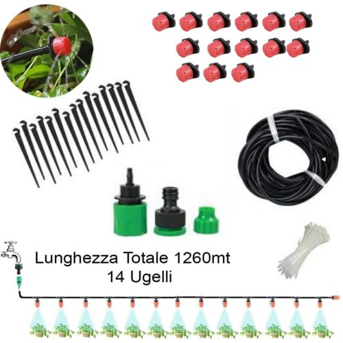 KIT DI IRRIGAZIONE A GOCCIA DA 13MT E 14 UGELLI SISTEMA DI IRRIGAZIONE GIARDINO