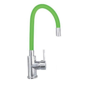 MISCELATORE CANNA ALTA FLESSIBILE RUBINETTO MONOCOMANDO CUCINA VERDE 1987-4