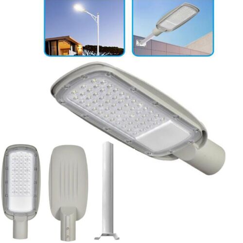 LAMPIONE STRADALE A LED CON PALO STAFFA ESTERNO FARO LED LUCE FREDDA 6500K 100W*