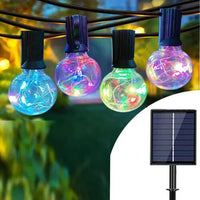 CATENA LUMINOSA SOLARE ESTERNO 30 PORTALAMPADE 10M LUCE RGB LUCI DI NATALE