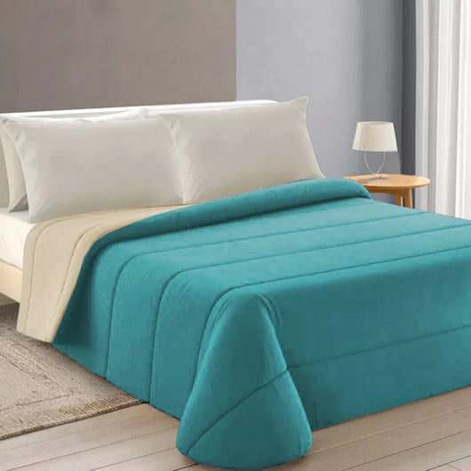 Trapunta Piumone Invernale Double Face 250gr Coperta Calda Letto 1 Pz Made In Italy Verde