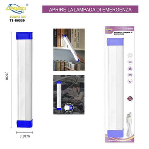 LAMPADA EMERGENZA LED 32CM MAGNETE RICARICABILE USB TORCIA LAVORO PORTATILE