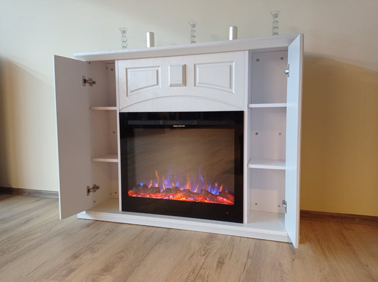 Camino Elettrico da Pavimento 105x135x32 cm Effetto Fiamma 1500W Toulouse & Colorado