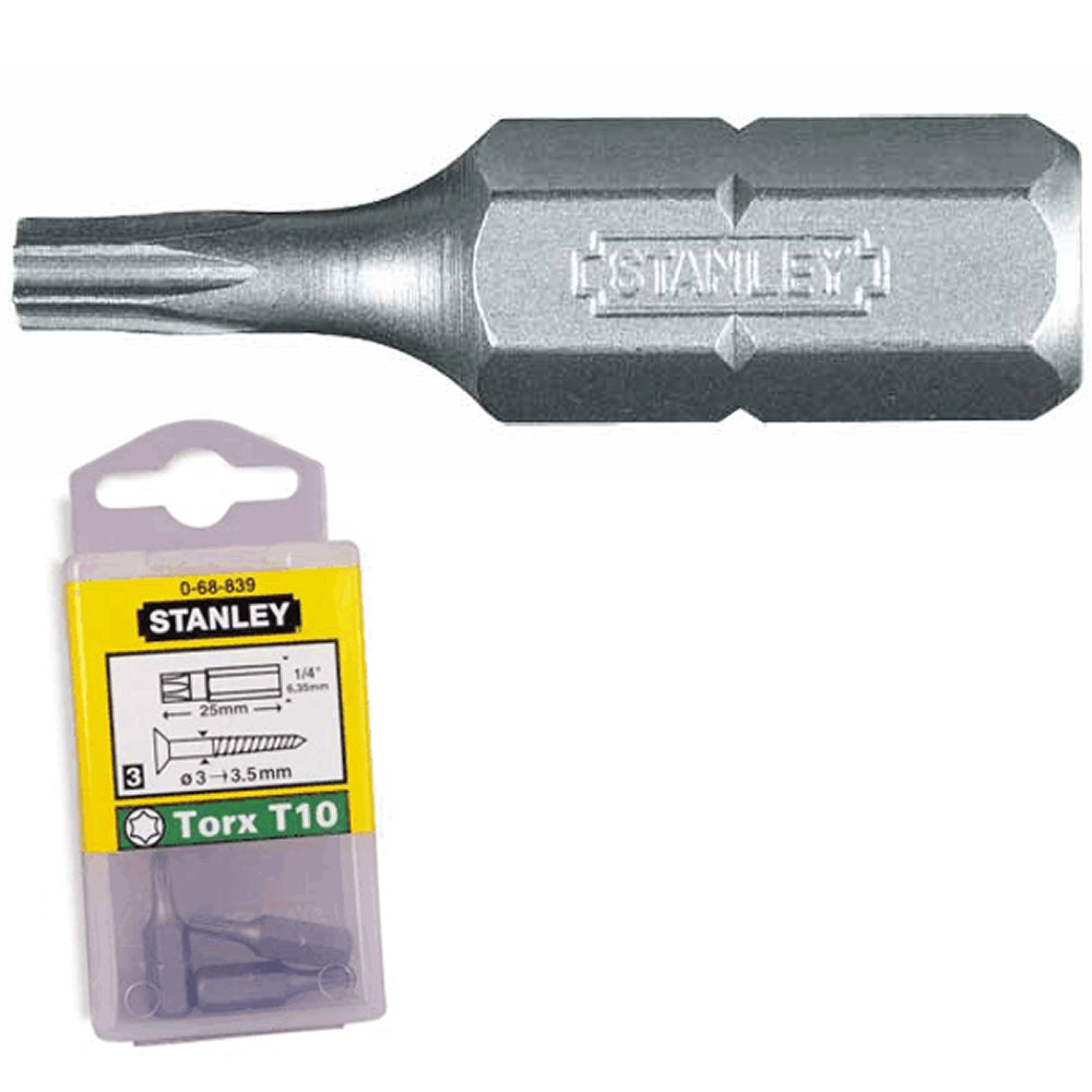 Inserti torx stanley 0-68-839 t10 mm 25 pezzi 3 attacco 1/4"