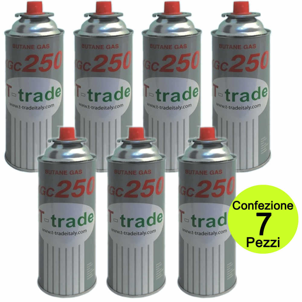 Multipack 7 pezzi bombole bombolette gas butano fornelli campeggio casa 250 grammi