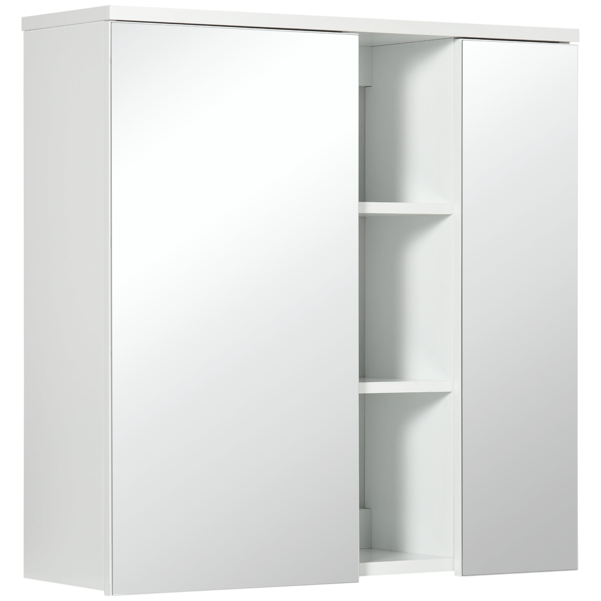 Specchiera da Bagno 2 Ante 60x20x61 cm Ripiani Aperti Bianco