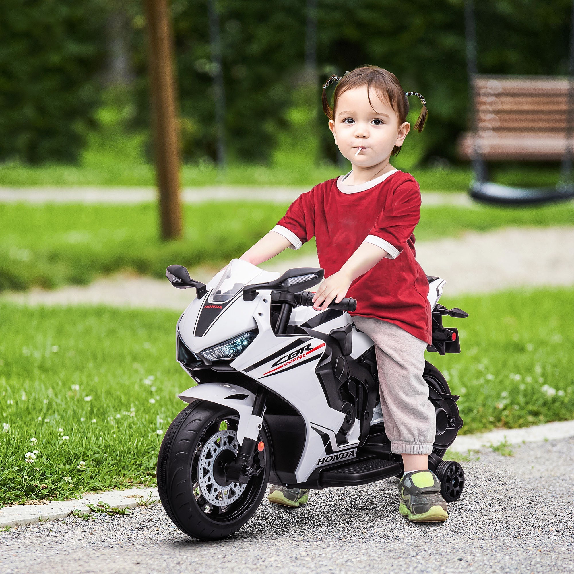 Moto Elettrica per Bambini con Licenza Honda CBR 1000RR 6V Velocità 3km/h Bianco