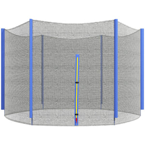 Rete di Protezione per Trampolini a 6 Pali con Ingresso con Cerniera Ø244x180 cm in PE Nero e Blu