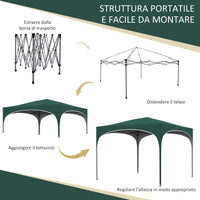 Gazebo Pieghevole 295x295 cm in Acciaio e tessuto Oxford Verde