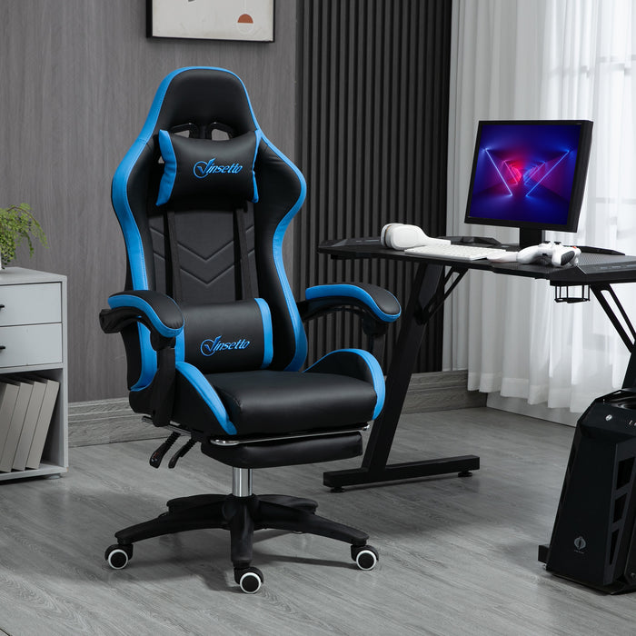 Sedia da Gaming Ergonomica 65x65x121-129 cm in Similpelle Blu e Nero