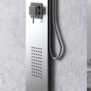 Colonna doccia 002 4 funzioni acciaio inox getto a cascata 2 bocchette idro lombari l20xp44xh170 *** finitura- spazzo...