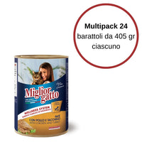 Multipack da 24 barattoli di miglior gatto bocconcini pate' con pollo e tacchino 405 gr ciascuno