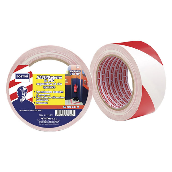 1 pz nastro segnaletico adesivo bianco/rosso cod:ferx.1065050nlm