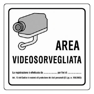 10pz cartello 'area videosorvegliata' cm 20 x 20 cod:ferx.106399nlm