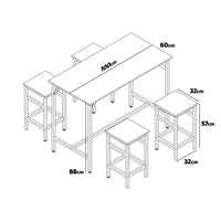 Sabi - Tavolo bar con 4 sgabelli quadrati in stile industriale