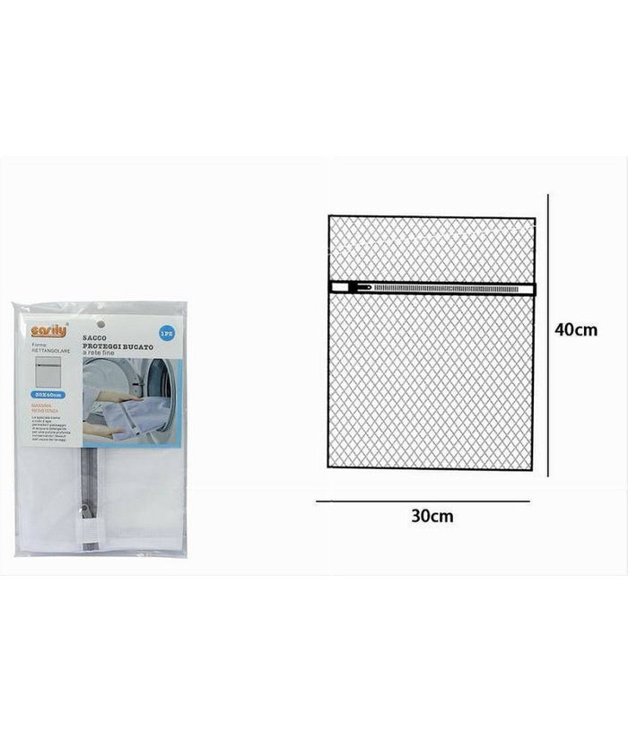 Sacco A Rete Fine Forma Rettangolare Lavatrice Proteggi Bucato Zip 30x40cm 59989         